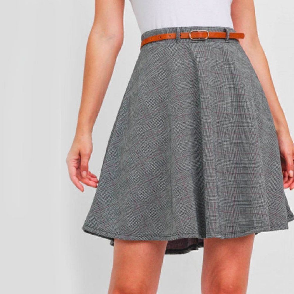*Clearance* Ladies Checkered Pattern Print Skirt - Picture 3 of 5